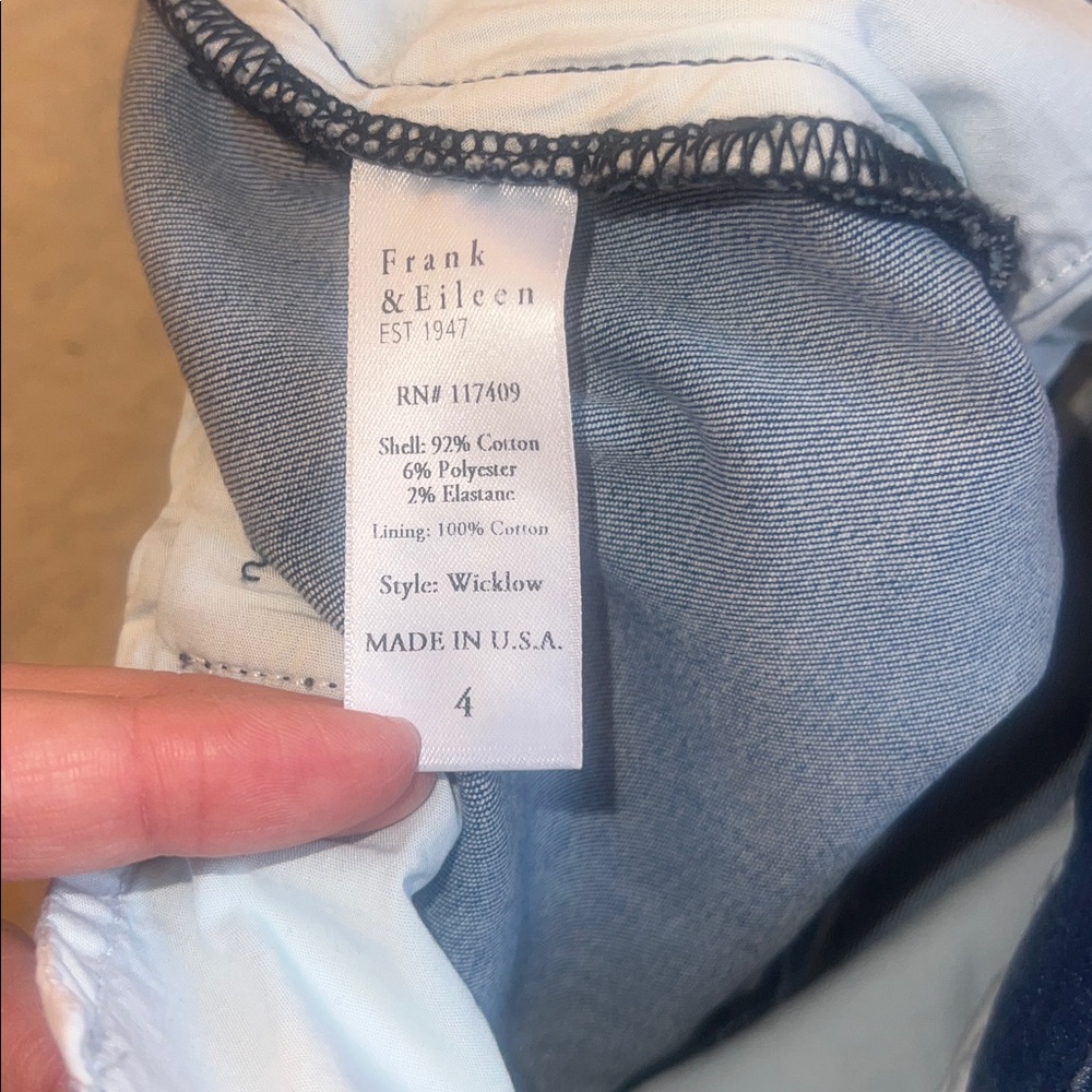 Frank & Eileen “Wicklow”‎ Italian Denim Crop Pants Blue Size 4 NWOT - Picture 11 of 13